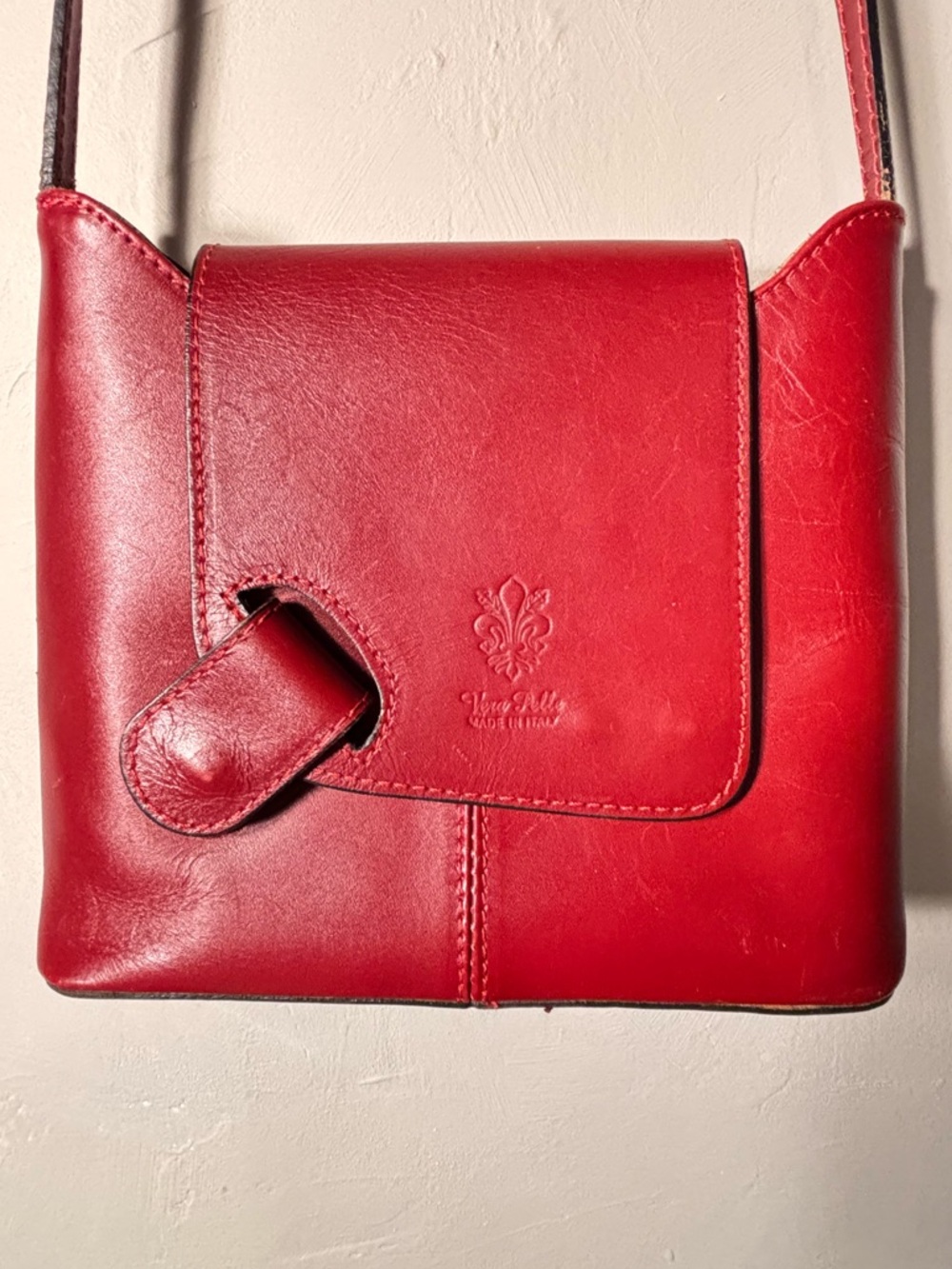 LaGaksta Italian Red Leather Crossbody Bag